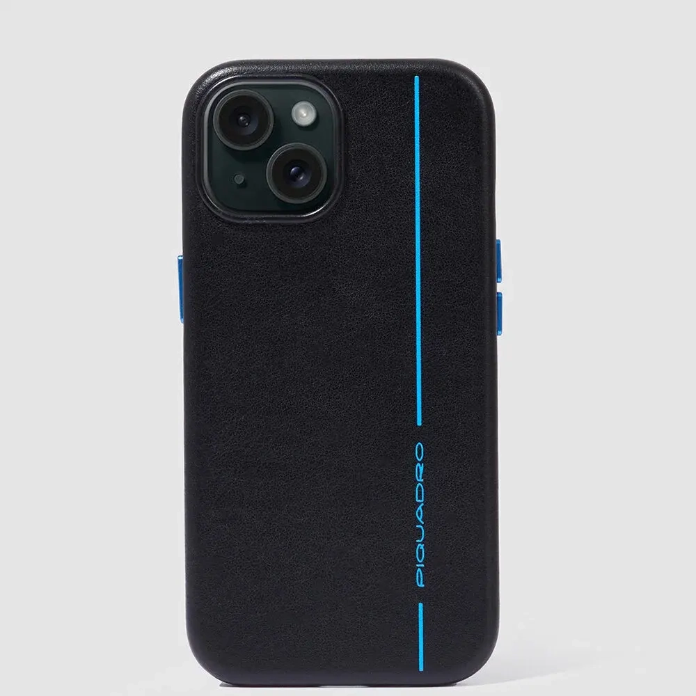 Чехол кожаный для iPhone 15 Plus, Nero