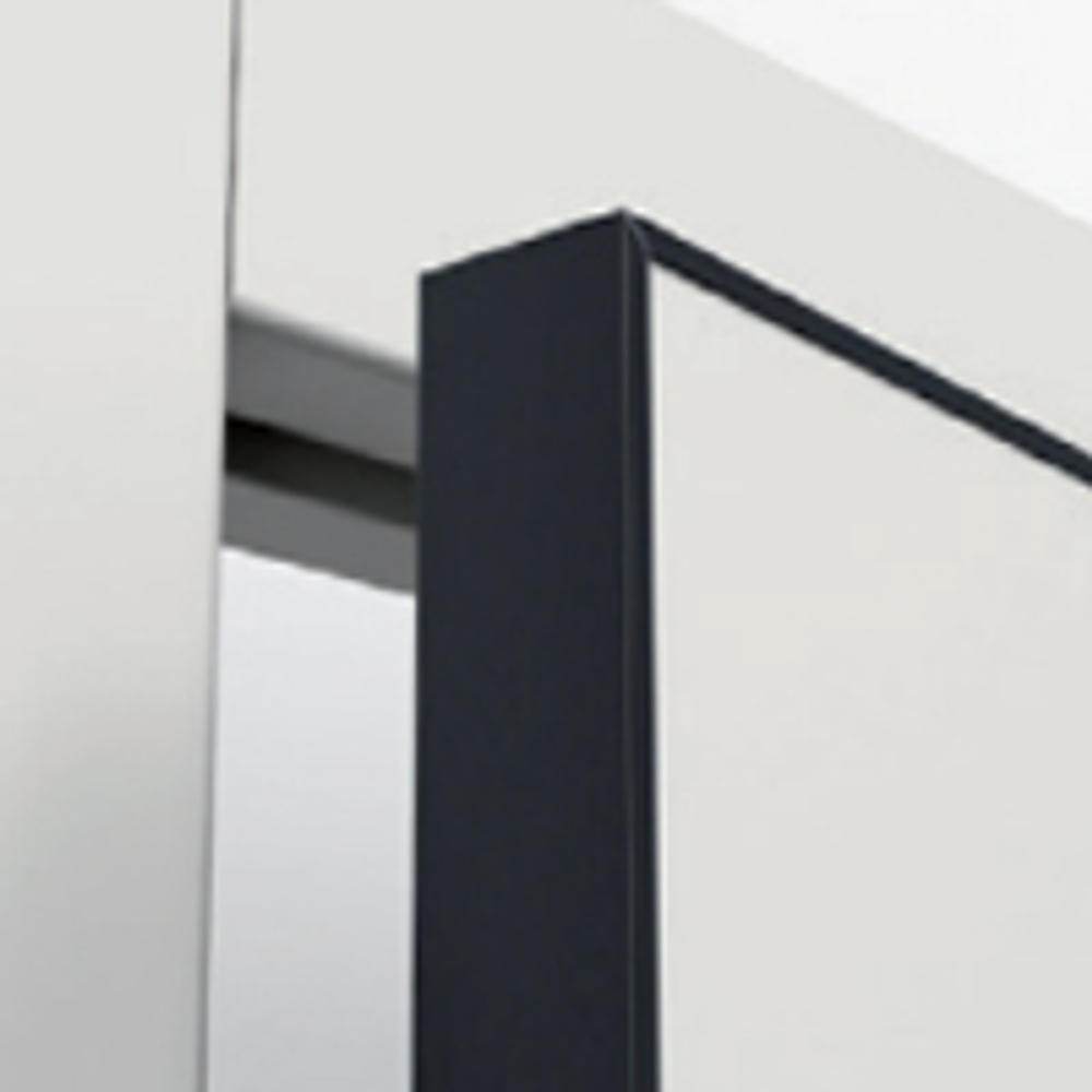 Дверь межкомнатная L 10 Белый сатин (алюм.кромка черная с 2х сторон)АКЦИЯ