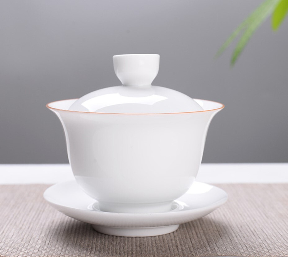 268031.9Y2 УЦЕНКА Гайвань БЕЛЫЙ НЕФРИТ "Без рисунка" h=8,5см, d=10см, 180мл, фарфор гл.белый