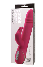 Розовый вибратор с выпуклой головкой и стимулятором клитора Rabbit Skater - 23 см. (Цвет: розовый)