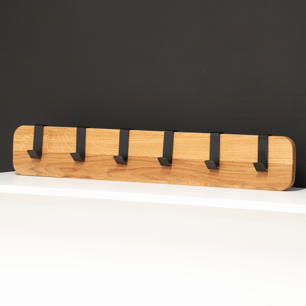 Вешалка для одежды, 60х10, Мудэ, настенная, в прихожую и ванную, деревянная, натуральный дуб, Dipriz