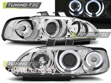Передние фары Honda Civic 5 angel eyes chrome