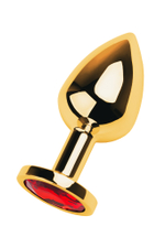 Анальная втулка с кристаллом Medium Gold красный 8 см