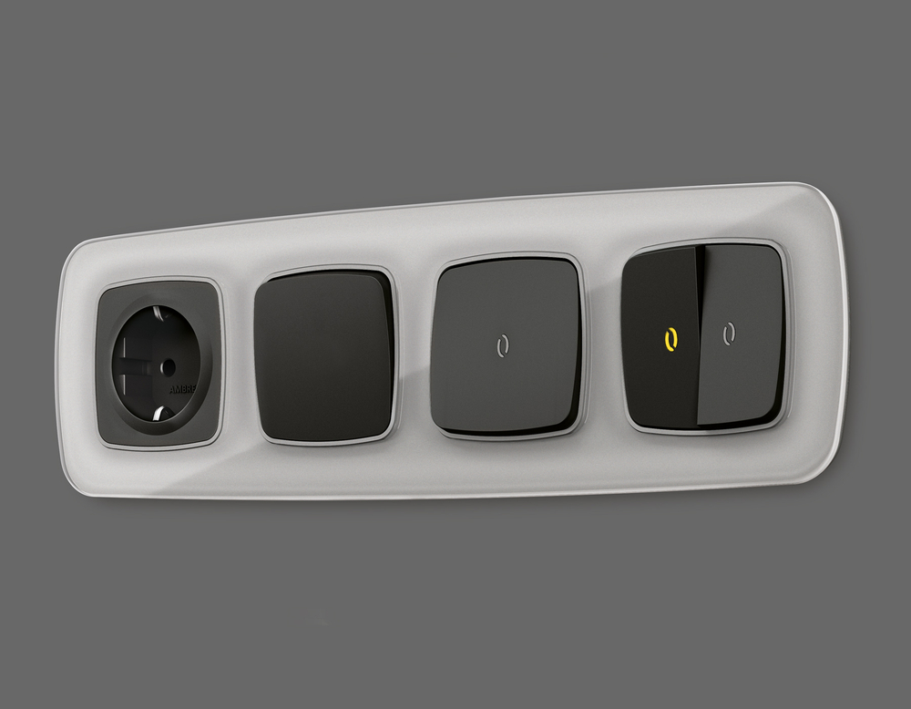 MO802050 Комплект механизма 1-кл выключателя с самовозвратом с подсветкой 3200K OMEGA Черный матовый QUANT (OP8020, VM113, G11Y)