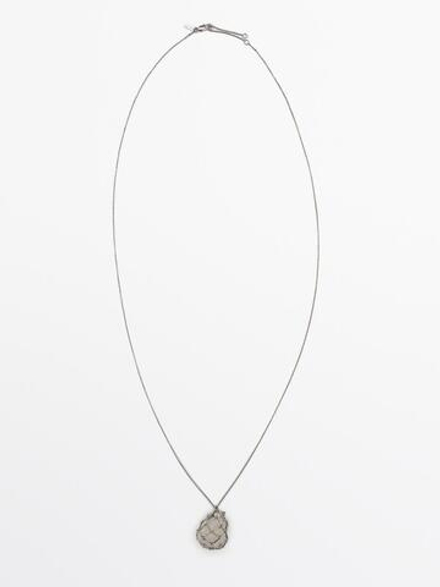Massimo Dutti Колье с камнем, серебряный