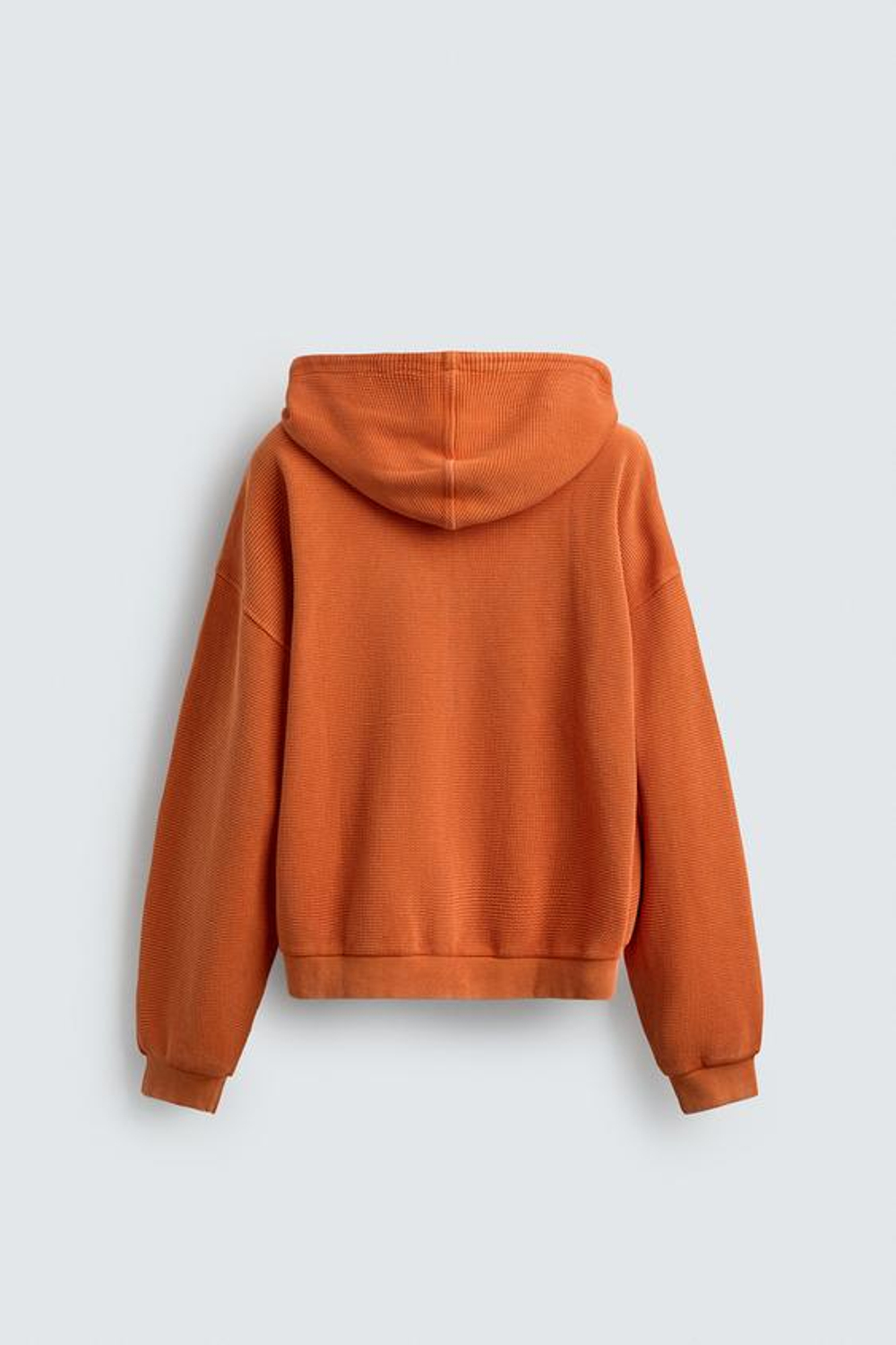 ZARA ХУДИ ИЗ ВАФЕЛЬНОЙ ТКАНИ С ЭФФЕКТОМ ПОТЕРТОСТИ, ОРАНЖЕВЫЙ МЕЛАНЖ