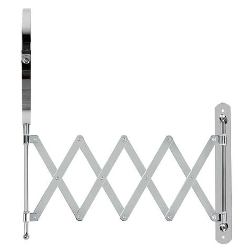 Зеркало настенное BRABIX, диаметр 17 см, двусторонее, с увеличением, нержавеющая сталь, выдвижное (гармошка), 607420