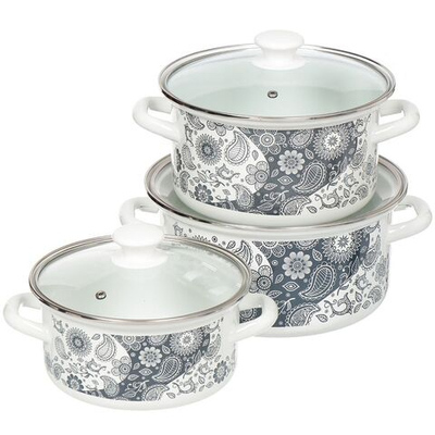 Набор эмалированной посуды 6 пр, кастрюли 2.3,3,4л, Керчь, День и ночь-1-Экстра