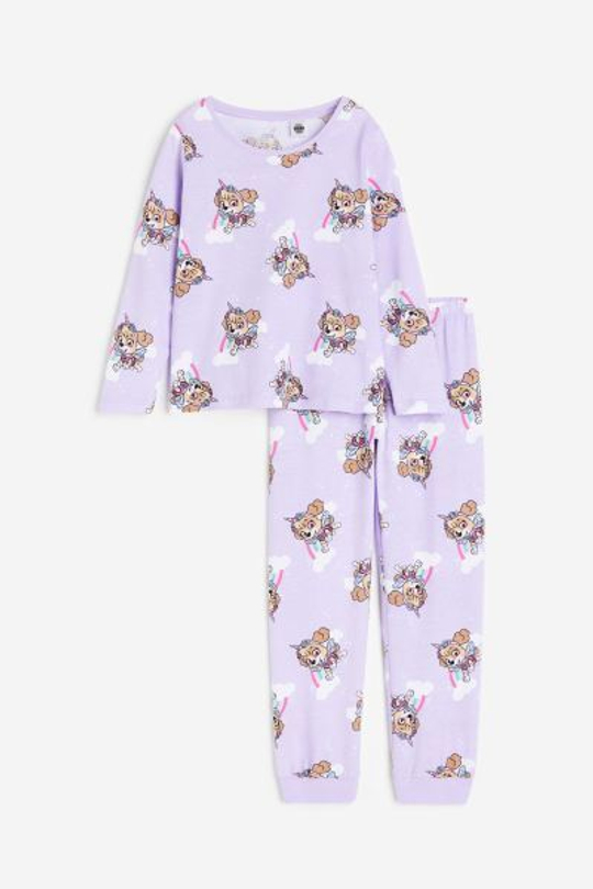 H&M Трикотажная пижама с принтом, светло-фиолетовый