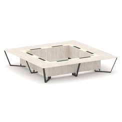 Steel Meet Стол переговорный квадратный KMK-PR.B.SP-20K2 Денвер Светлый/Ваниль Глянец/Металл Антраци