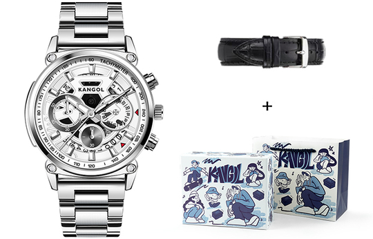 KANGOL Interstellar Series Quartz Movement Stainless Steel Watchband Watch Men"s Watches Skeleton Dial