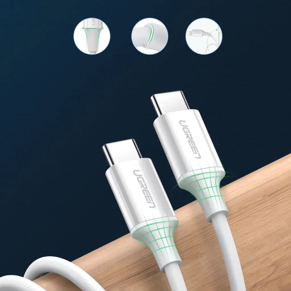 Кабель USB C - USB C, 480Mbps, 3A, QC4.0/PD3.0, 60W, 2m, UGREEN 60520
