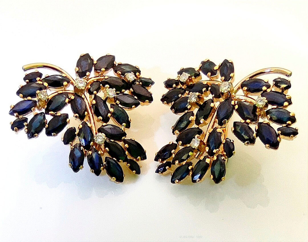 Серьги Эстерелла золото 750, сапфиры, бриллианты