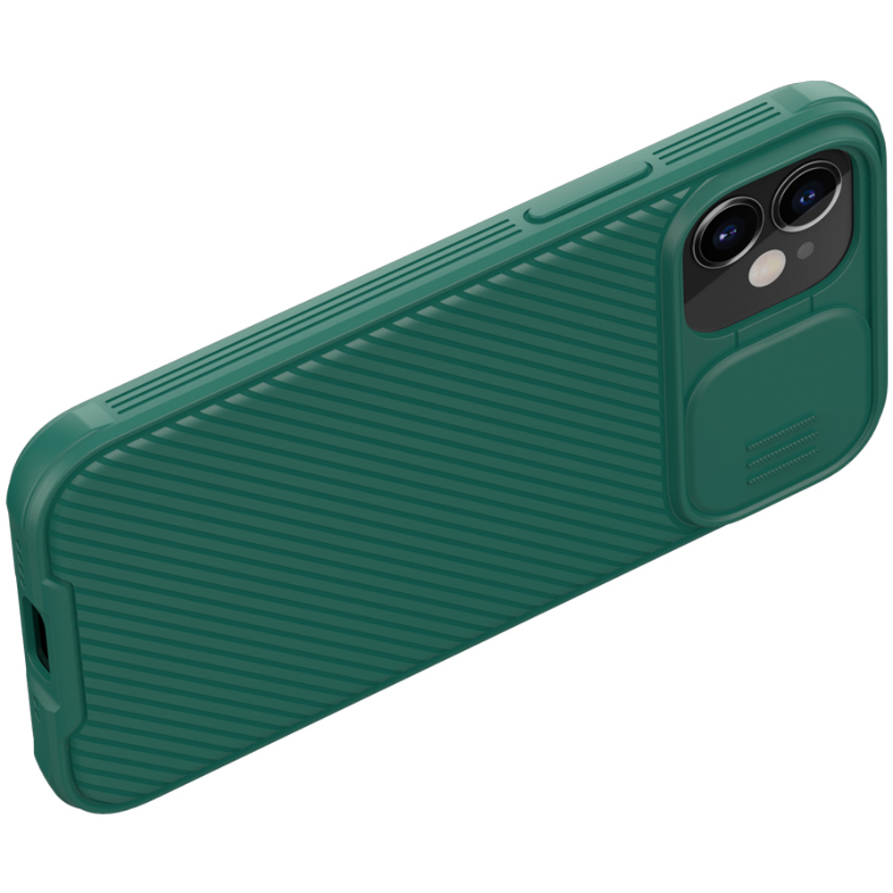 Чехол зеленого цвета от Nillkin CamShield Pro Case для iPhone 12 mini с защитной шторкой для задней камеры