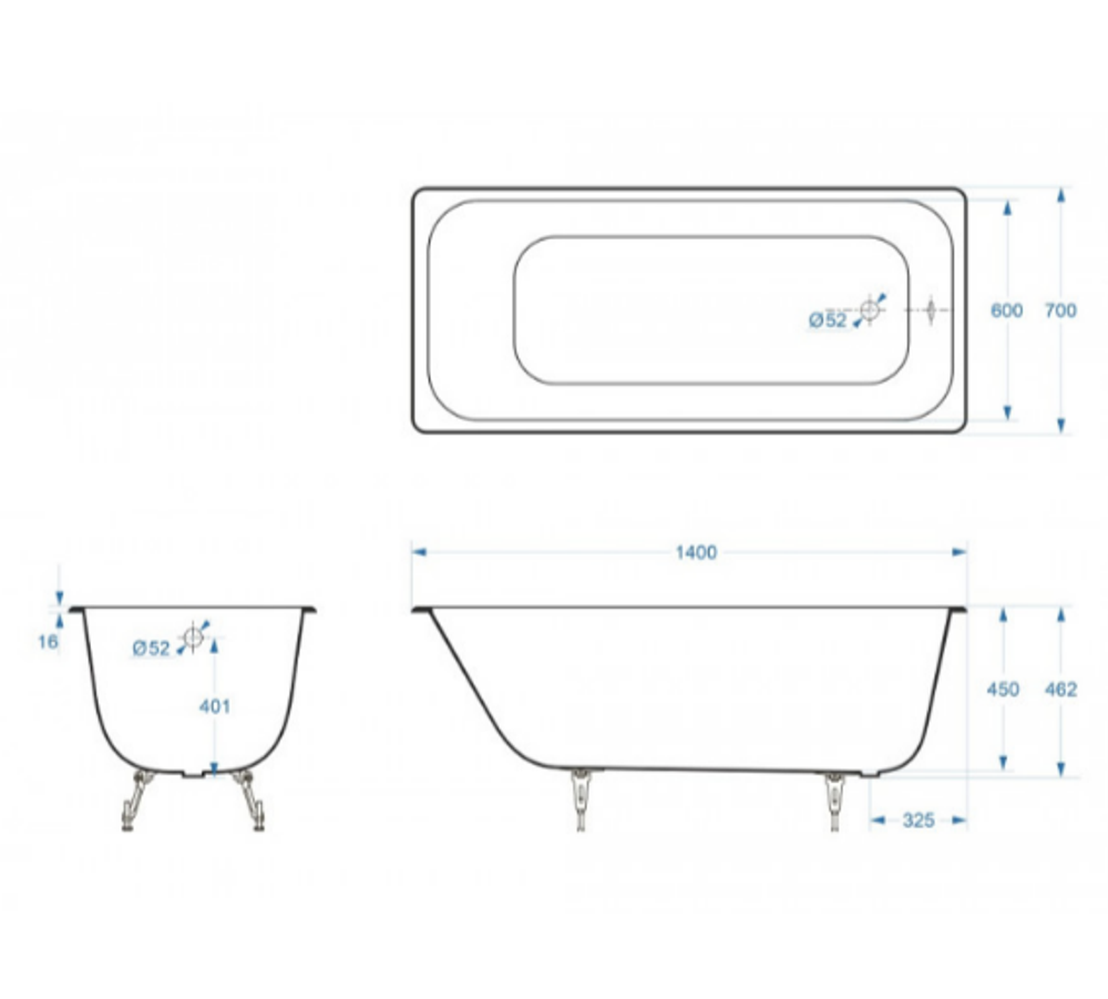 Ванна чугунная Delice Aurora 140х70 DLR230617