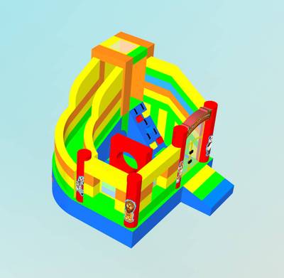 Детский надувной батут "Границы радости со львёнком", размер 3,5*3*2.7 м