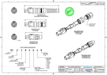 Amphenol SP2F- Кабельный разъем, 2 контакта, корпус из термопластика