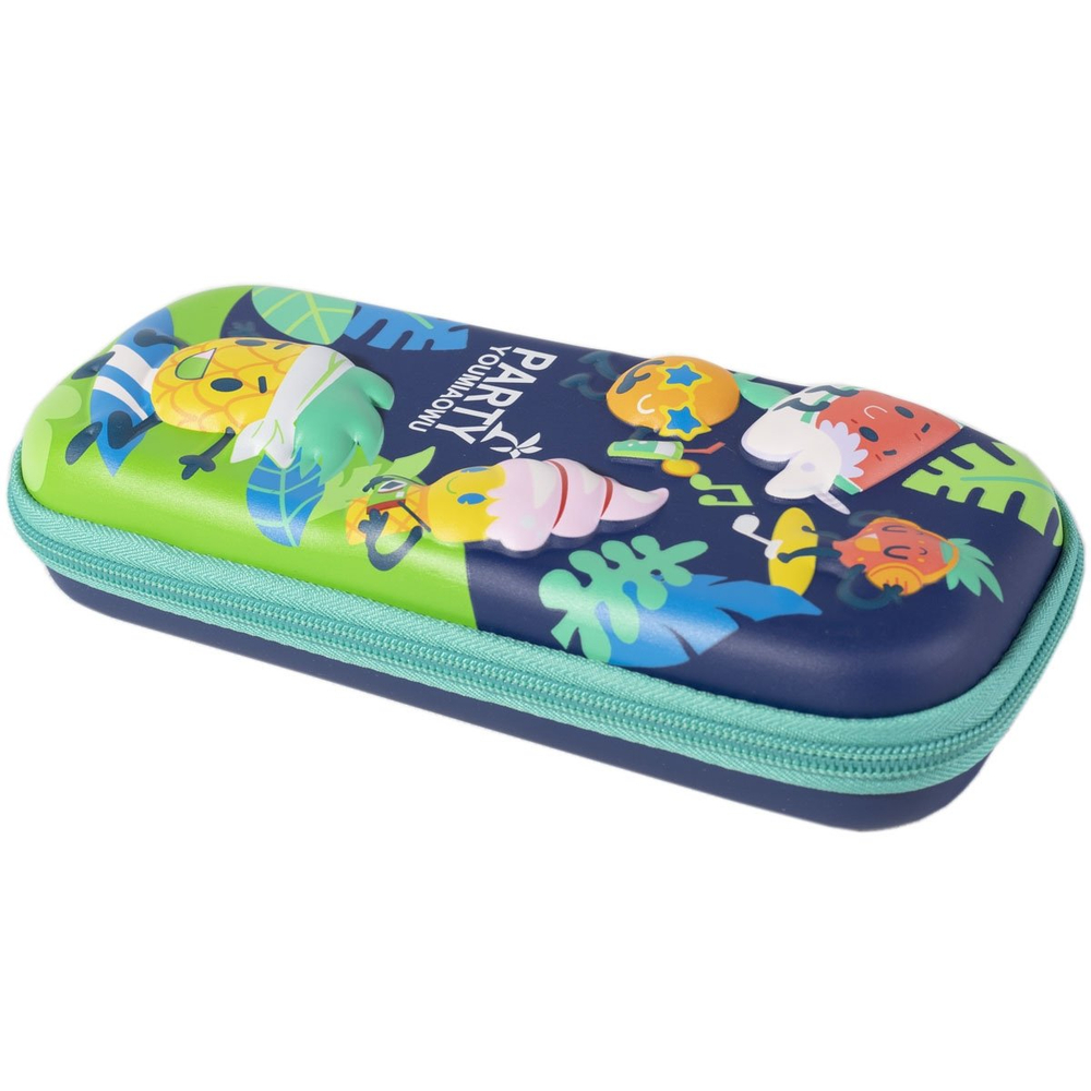 Пенал EVA Alingar, 1 отделение 1 откидная планка, карман сетка, молния, объемный рисунок, 95 х 220 мм, "Сrazy fruit", синий (фрукты)