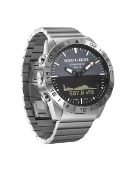 Часы наручные кварцевые NORTH EDGE на металлическом браслете, серебристый W9040-01