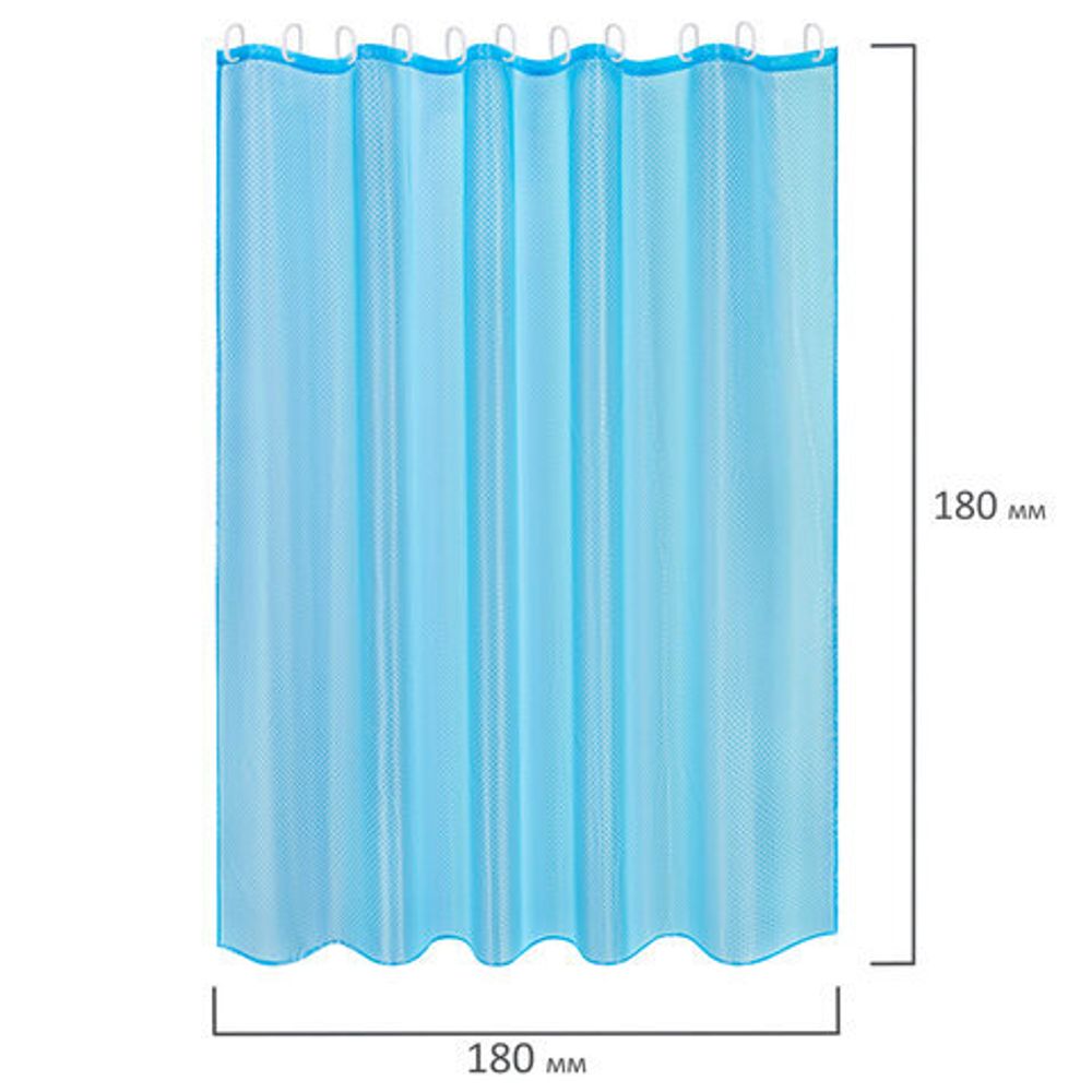 Шторка для ванной ПОЛИЭСТЕР, 180х180 см, кольца в комплекте,голубой бриллиант, PRIMILA, 700090
