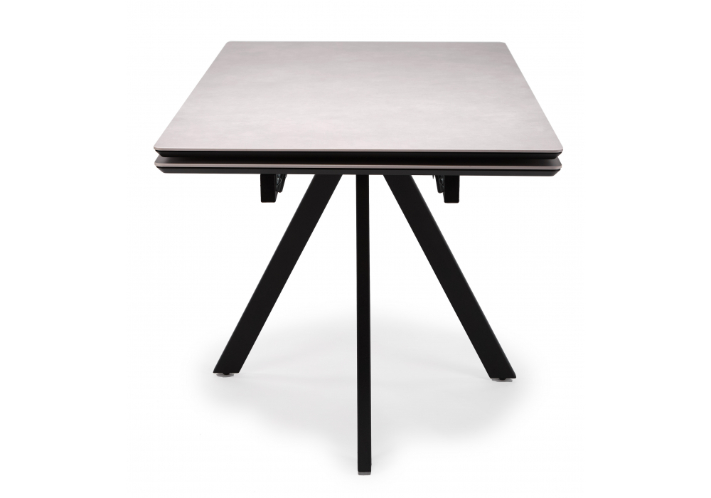 Керамический стол Woodville Вилли 140(200)х80 carmen light grey, черный, ножки черные