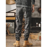 Брюки хлопковые casual для мужчин тонкие от бренда JIELEINUO ,летние. резинка внизу штанины