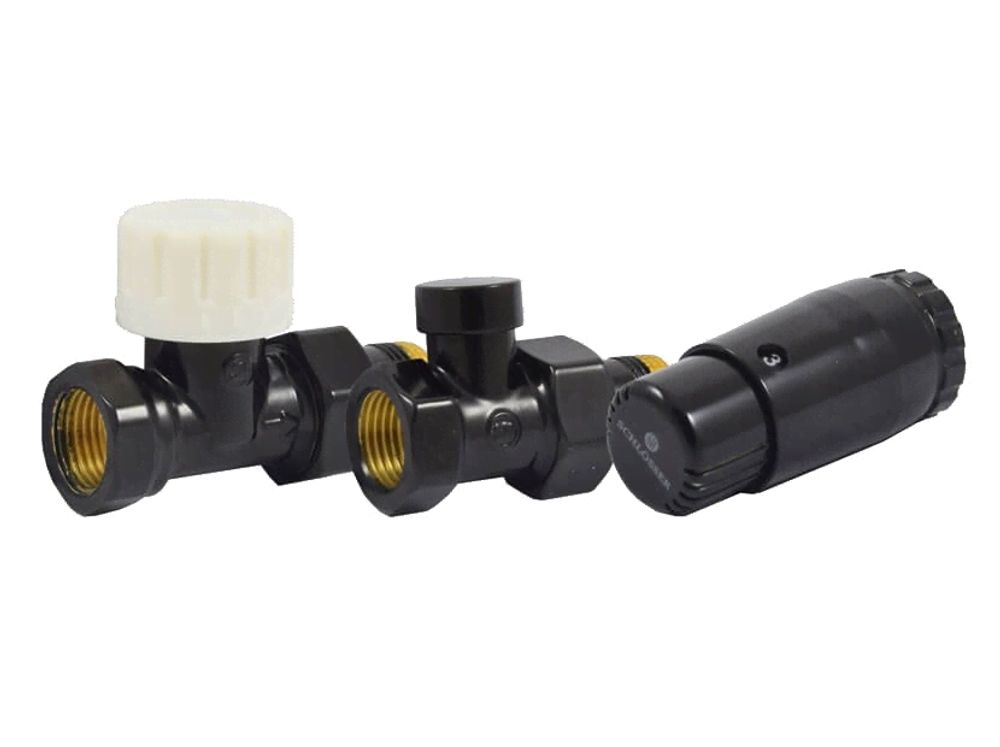 Комплект подключения SCHLOSSER STANDARD MINI 1/2quot; прямой, Ral 9005, с термоголовкой MINI М30х1,5