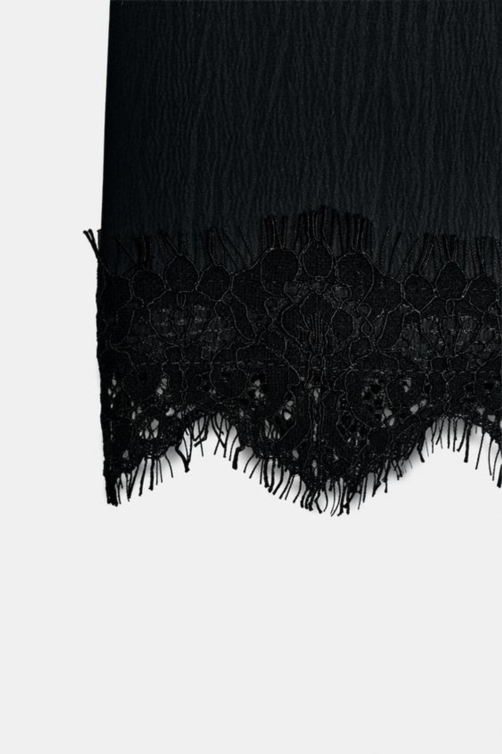 ZARA ЮБКА-ШОРТЫ С КРУЖЕВНЫМ НИЗОМ, ЧЕРНЫЙ