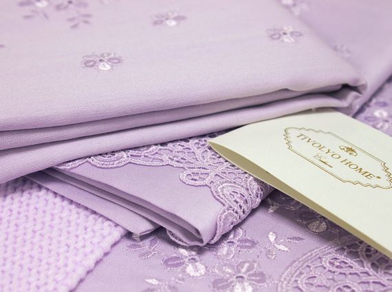 Постельное белье Clarisa лиловый с кружевом deluxe TIVOLYO HOME Турция