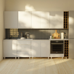 Кухня Севилья 280 см со столешницей (10 модулей) / белый ЛДСП, массив дуба