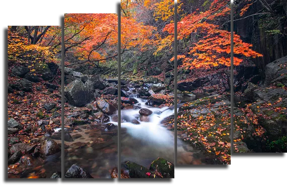 Модульная картина "Ручей в лесу"