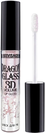 Lux Visage БЛЕСК для губ DRAGON GLASS 3D volume прозрачный тон-02 с эффектом жидкого стекла UNICORN 2,8 мл