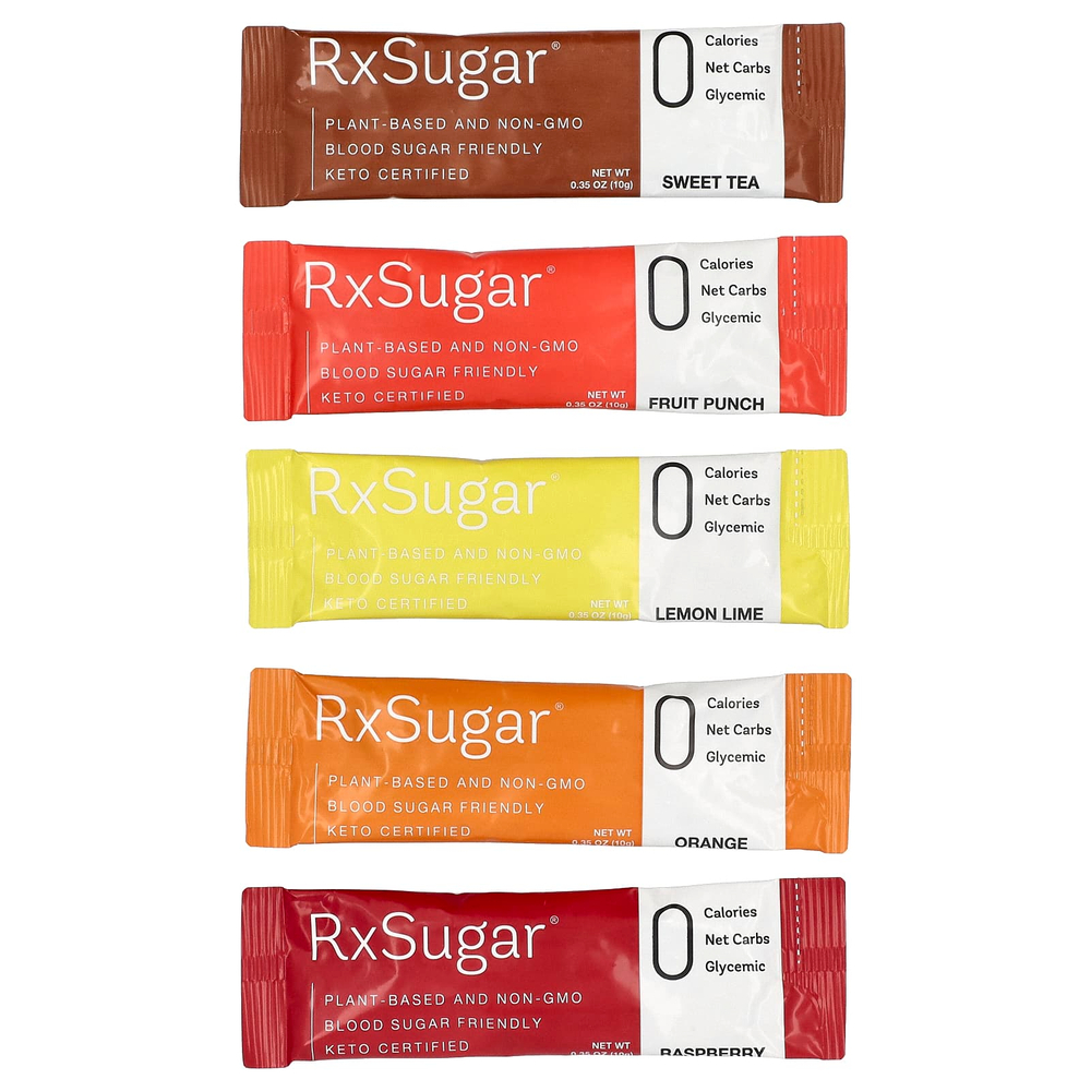 RxSugar, Swealthy Stix, ароматизированный аллюлозный сахар, сладкий чай, фруктовый пунш, лимон и лайм, апельсин, малина, 30 пакетиков по 10 г (0,35 унции)
