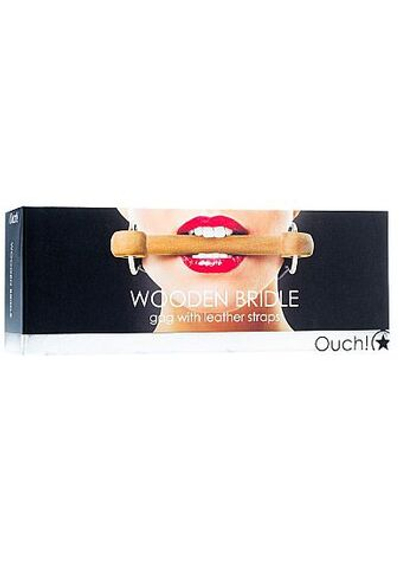 Черный кляп Wooden Bridle с деревянным трензелем (Цвет: черный)