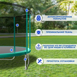 Батут perfetto sport premium strong 14 ft диаметр 4,3 м зелёный