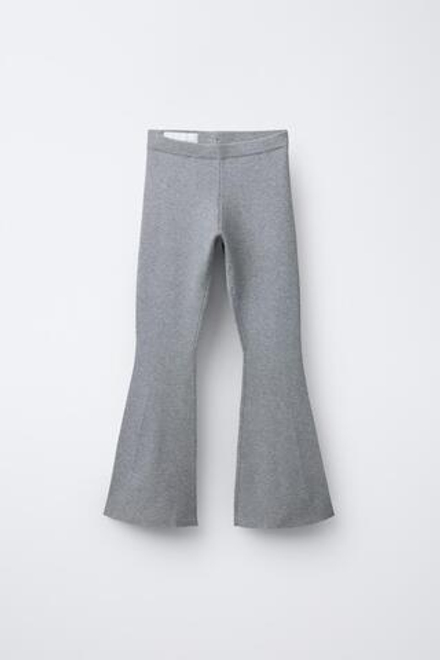ZARA ЛЕГИНСЫ FLARE В РУБЧИК, СЕРЫЙ МЕЛАНЖ
