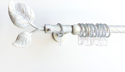 Карниз кованый витой для штор "Вяз" d20 мм однорядный, цвет белое золото