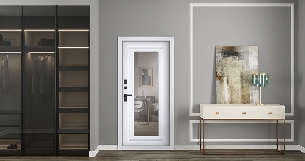 Стальная дверь Норильск с зеркалом (терморазрыв 3к)