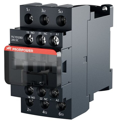 Контактор Prompower PLC1D32BD серии Pulse, ток 32А, 3 полюса, доп контакт 1НО+1НЗ, катушка 24DC