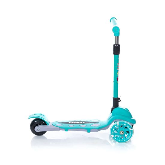 Самокат трехколесный со светящимися колесами Micar Zumba 2022 серый, голубой