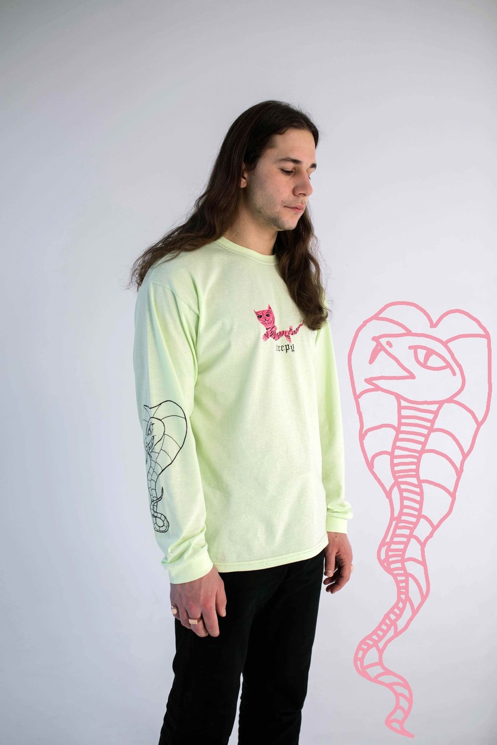Купить Лонгслив Creepy Clothing Змеекот Салатовый Лонгслив Creepy Clothing Змеекот Салатовый
