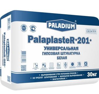 Штукатурка гипсовая Paladium PalaplasteR-201 белая с микрофиброй 30 кг