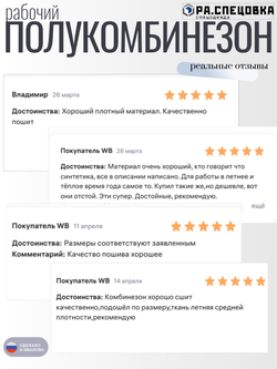 Полукомбинезон рабочий Спецодежда летняя