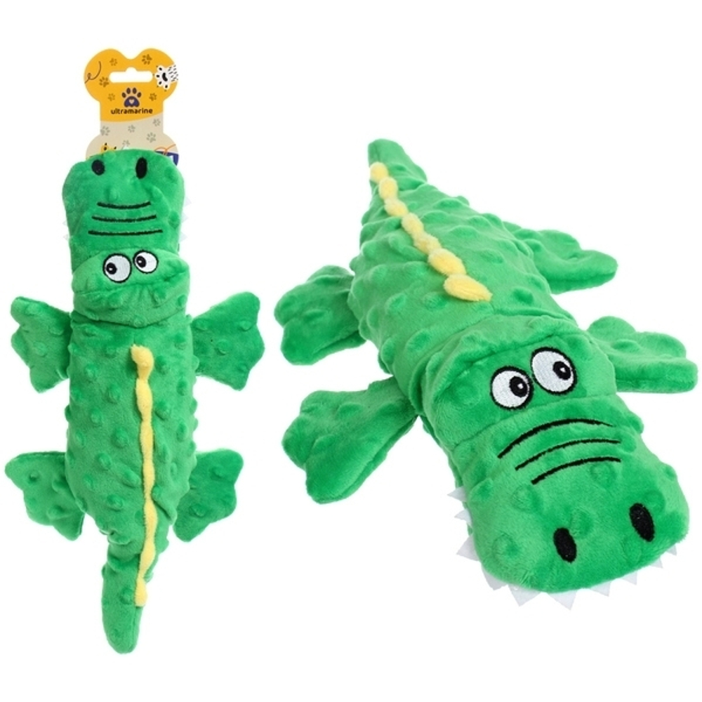Игрушка для собак средних пород «ЗООГРАД», крокодил, с пищалкой и шуршалкой, 37см (лейбл)