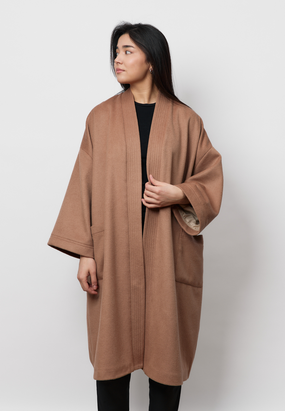 Шапан шерстяной удлиненный на запах CAMEL