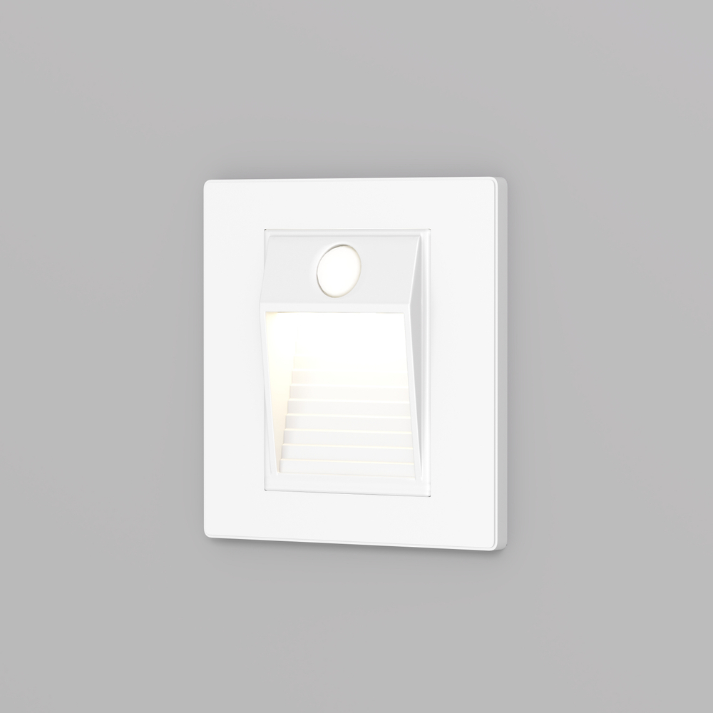 DK1020-WH Светильник встраиваемый в стену c датчиком движения, IP 20, LED 3000, 1 Вт, белый, пластик