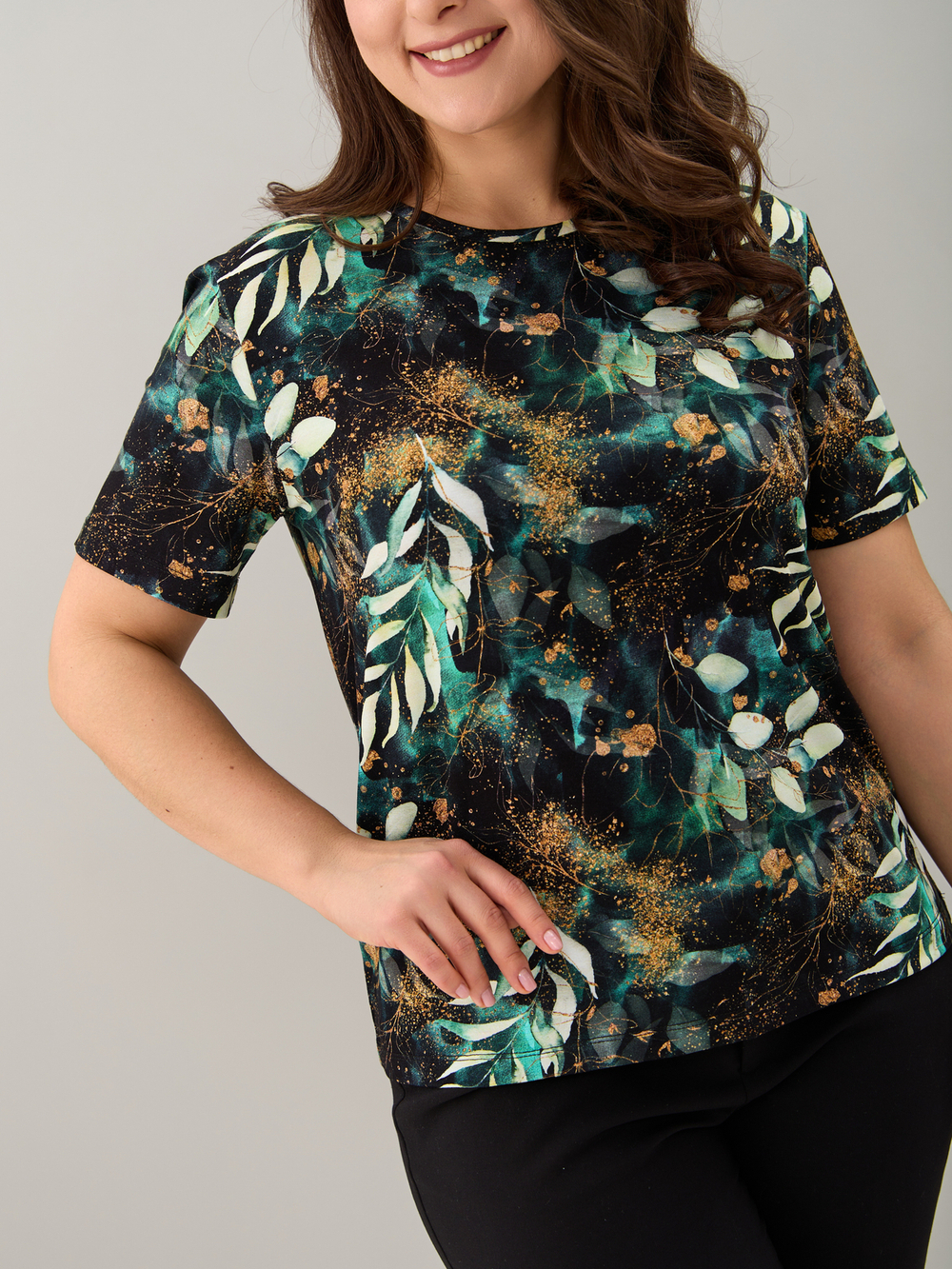 Футболка Фв-107/изумрудный-листьяфэнтези