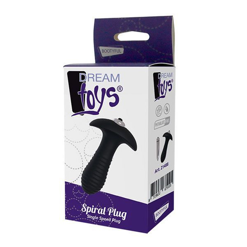 Черный анальный вибромассажер Single Speed Spiral Plug - 11 см.