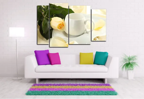 Модульная картина "Кремовые розы"