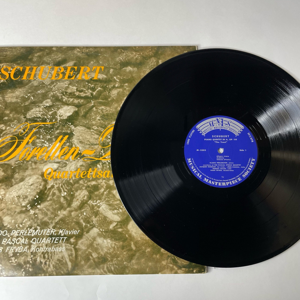 Винтажная виниловая пластинка LP Schubert Шуберт, Vlado Perlemuter, The Pascal String Quartet, Hans Fryba Piano Quintet In A, Op. 114 / Quartettsatz In C Minor (Англия 1963)